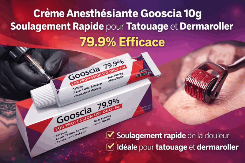 crème anesthésiante gooscia 10g – soulagement rapide pour tatouage et dermaroller – 79.9% efficace